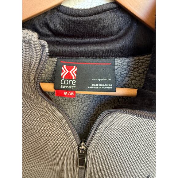 SPYDER Men's Core Sweater Knit Jacket Grey Black Insulated Zipper Pockets sz M - Picture 9 of 11
